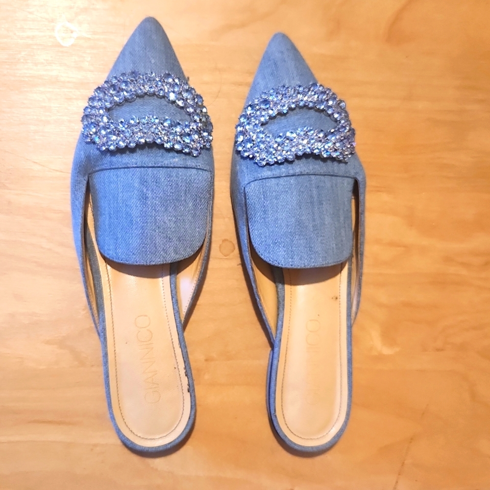 Giannico Blue Denim Mules Size 38.8